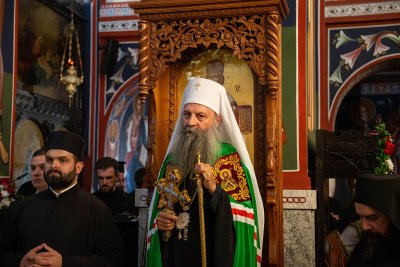 Сръбският патриарх Порфирий по покана на архиепископа на Македонската православна