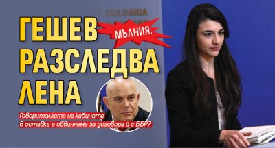 МЪЛНИЯ: Гешев разследва Лена