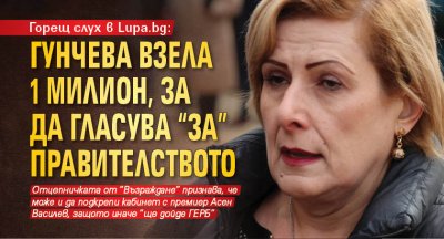 Горещ слух в Lupa.bg: Гунчева взела 1 милион, за да гласува "за" правителството