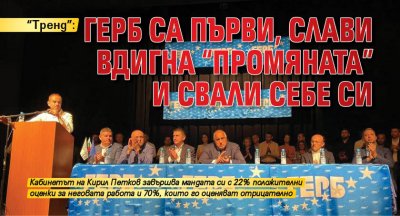 "Тренд": ГЕРБ са първи, Слави вдигна "Промяната" и свали себе си