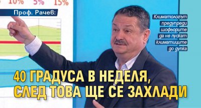 Проф. Рачев: 40 градуса в неделя, след това ще се захлади