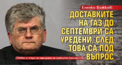 Еленко Божков: Доставките на газ до септември са уредени, след това са под въпрос