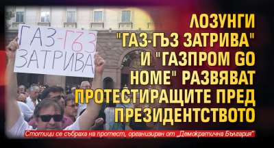 Лозунги "Газ-гъз затрива" и "Газпром go home" развяват протестиращите пред президентството