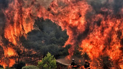 Горски пожар на гръцкия остров Тасос