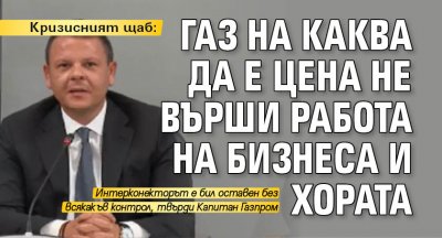 Кризисният щаб: Газ на каква да е цена не върши работа на бизнеса и хората 