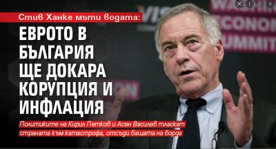 Стив Ханке мъти водата: Еврото в България ще докара корупция и инфлация