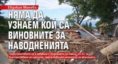 Евдокия Манева: Няма да узнаем кои са виновните за наводненията