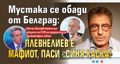 Мустака се обади от Белград: Плевнелиев е мафиот, Паси - синя каска!