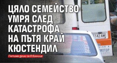 Цяло семейство умря след катастрофа на пътя край Кюстендил