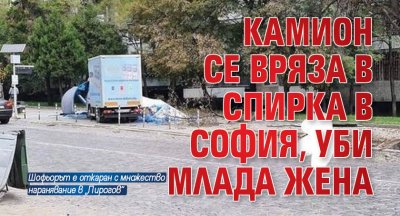 Камион се вряза в спирка в София, уби млада жена