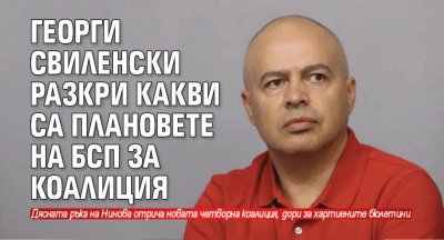 Георги Свиленски разкри какви са плановете на БСП за коалиция