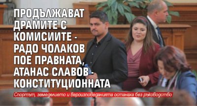 Продължават драмите с комисиите - Радо Чолаков пое правната, Атанас Славов - конституционната