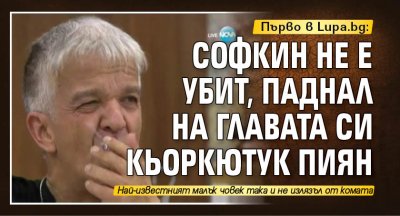 Първо в Lupa.bg: Софкин не е убит, паднал на главата си кьоркютук пиян
