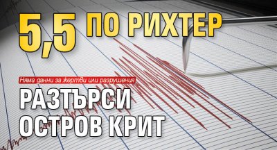 5,5 по Рихтер разтърси остров Крит