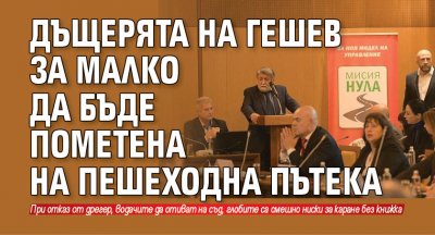 Дъщерята на Гешев за малко да бъде пометена на пешеходна пътека