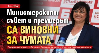 Нинова: Министерският съвет и премиерът са виновни за чумата