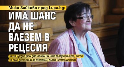 Мика Зайкова пред Lupa.bg: Има шанс да не влезем в рецесия 