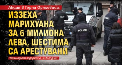 Акция в Горна Оряховица: Иззеха марихуана за 6 милиона лева, шестима са арестувани
