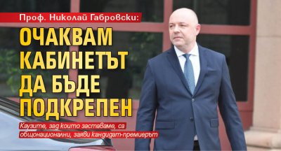 Проф. Николай Габровски: Очаквам кабинетът да бъде подкрепен