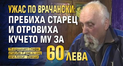 УЖАС ПО ВРАЧАНСКИ: Пребиха старец и отровиха кучето му за 60 лв.