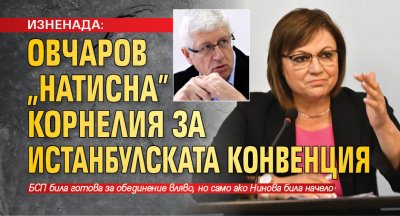 ИЗНЕНАДА: Овчаров "натисна" Корнелия за Истанбулската конвенция