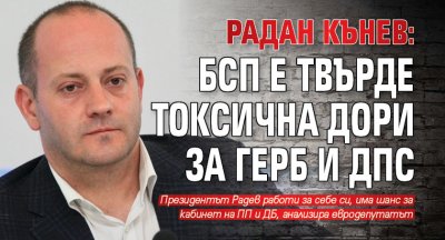 Радан Кънев: БСП е твърде токсична дори за ГЕРБ и ДПС