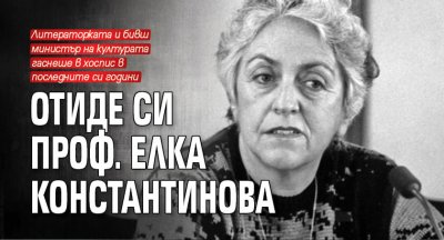 Отиде си проф. Елка Константинова 