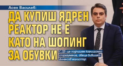 Асен Василев: Да купиш ядрен реактор не е като на шопинг за обувки 