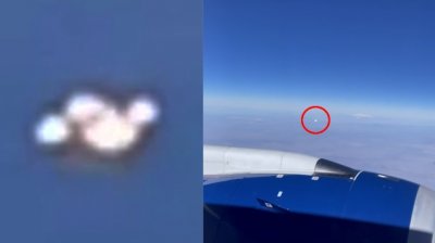Пътник снима от самолет група НЛО  (ВИДЕО)