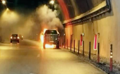 Горящ автомобил в тунел Витиня на магистрала Хемус ограничи движението