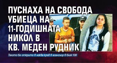 Пуснаха на свобода убиецa на 11-годишната Никол в кв. Меден Рудник