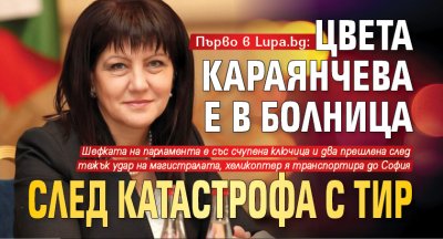 Първо в Lupa.bg: Цвета Караянчева е в болница след катастрофа с ТИР