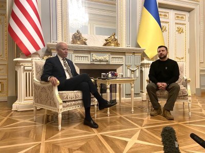 По време на изненадващото си посещение в Киев този понеделник американският президент Джо