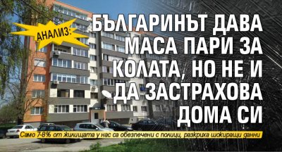 АНАЛИЗ: Българинът дава маса пари за колата, но не и да застрахова дома си