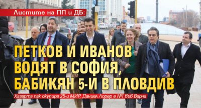 Листите на ПП и ДБ: Петков и Иванов водят в София, Бабикян 5-и в Пловдив