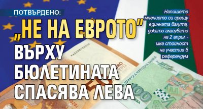 Надпис върху бюлетината Не на еврото поставен в горния десен