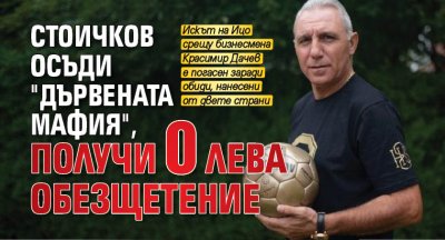 Стоичков осъди "дървената мафия", получи 0 лева обезщетение