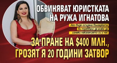 Обвиняват юристката на Ружа Игнатова за пране на $400 млн., грозят я 20 години затвор
