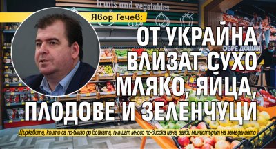 Явор Гечев: От Украйна влизат сухо мляко, яйца, плодове и зеленчуци
