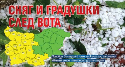 Сняг и градушки след вота