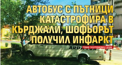 Автобус с пътници катастрофира в Кърджали, шофьорът получил инфаркт