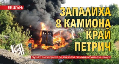 ЕКШЪН: Запалиха 8 камиона край Петрич