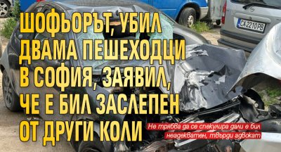 Шофьорът, убил двама пешеходци в София, заявил, че е бил заслепен от други коли