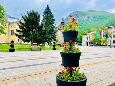 Нови цветни кули красят вече централната пешеходна зона във Враца Пъстрата