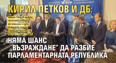 Кирил Петков и ДБ: Няма шанс "Възраждане" да разбие парламентарната република 