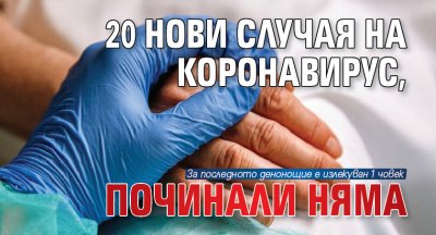 20 нови случая на коронавирус, починали няма