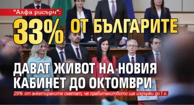 "Алфа рисърч": 33% от българите дават живот на новия кабинет до октомври 