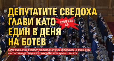 СМИРИХА СЕ: Депутатите сведоха глави като един в Деня на Ботев