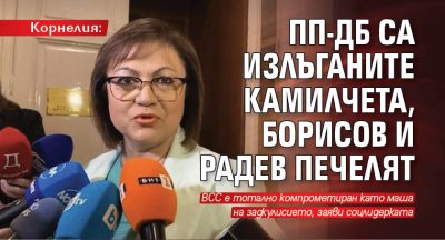 Корнелия: ПП-ДБ са излъганите камилчета, Борисов и Радев печелят