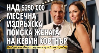 Над $250 000 месечна издръжка поиска жената на Кевин Костнър